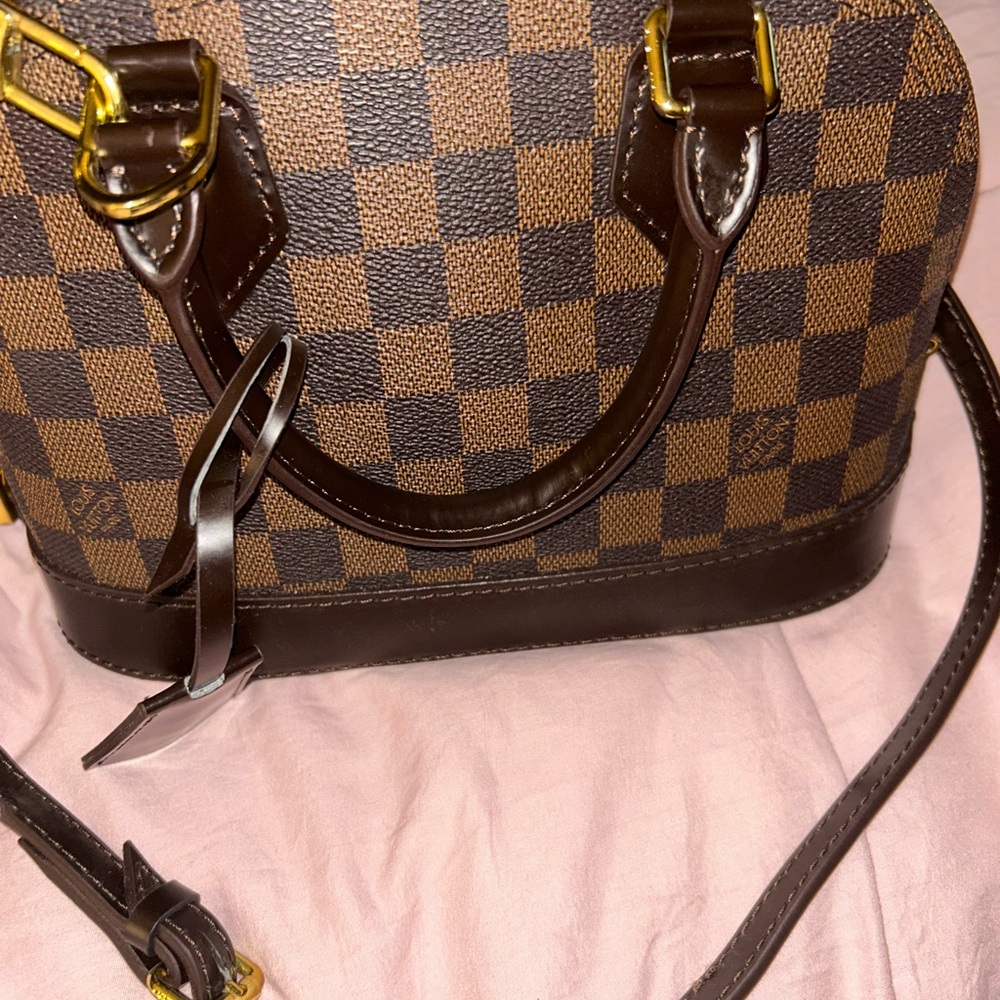 Checkered Brown Handbag
